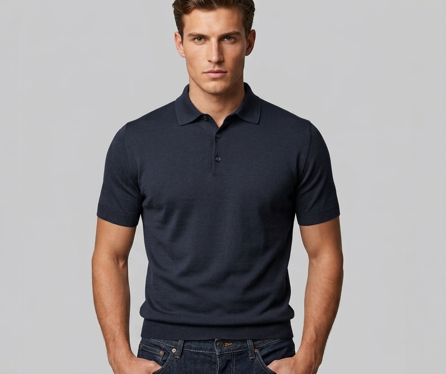 Filippo De Laurentiis Polo Uomo Manica Corta Cotone Blu Scuro