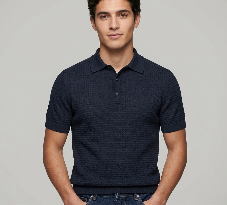 Filippo De Laurentiis Polo Uomo Manica Corta Cotone Blu Scuro