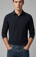 Filippo De Laurentiis Polo Uomo Manica Lunga Cotone Blu Scuro