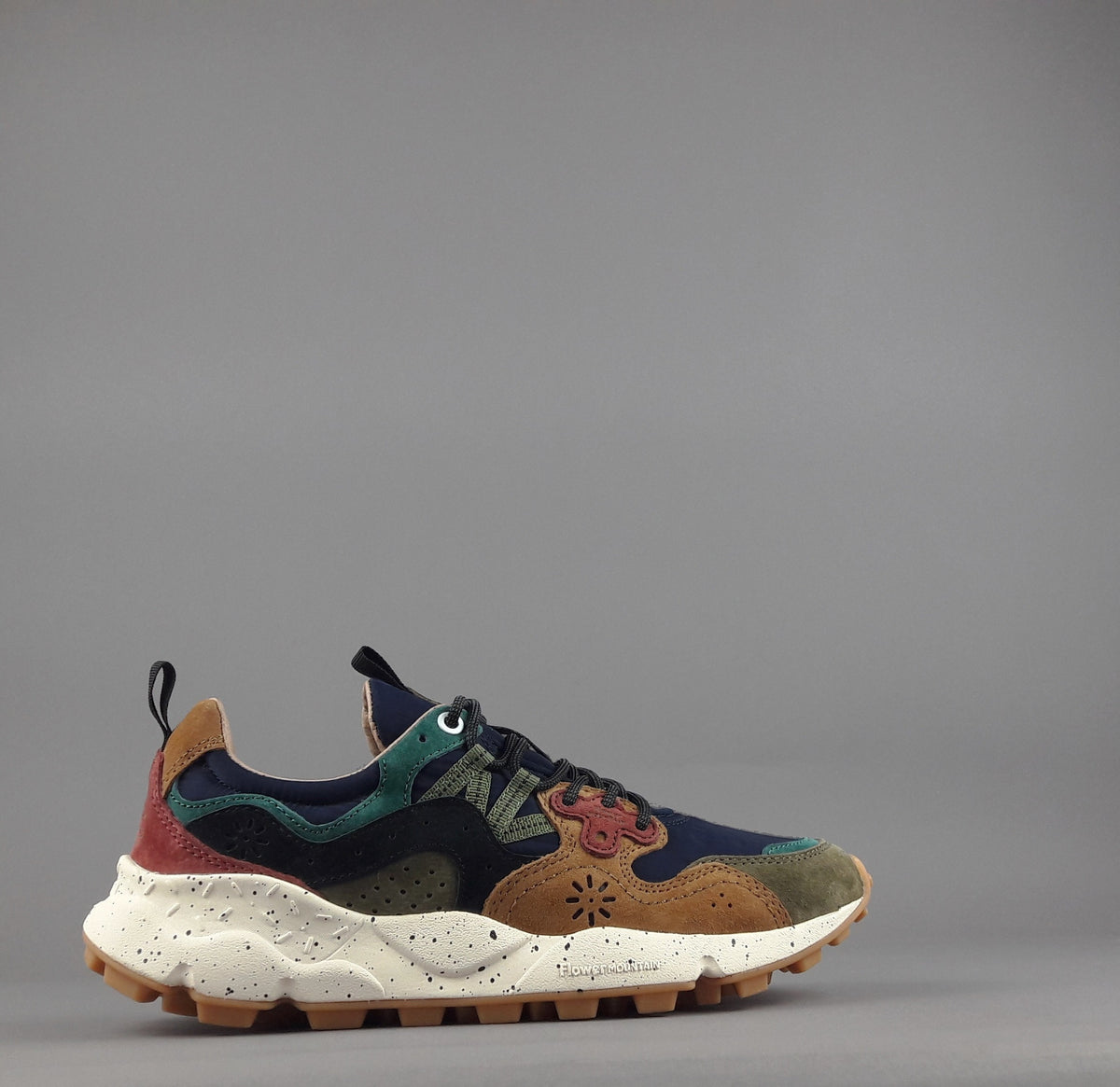 Flower Mountain Sneakers Uomo Yamano 3 Camoscio Tela Marrone Blu