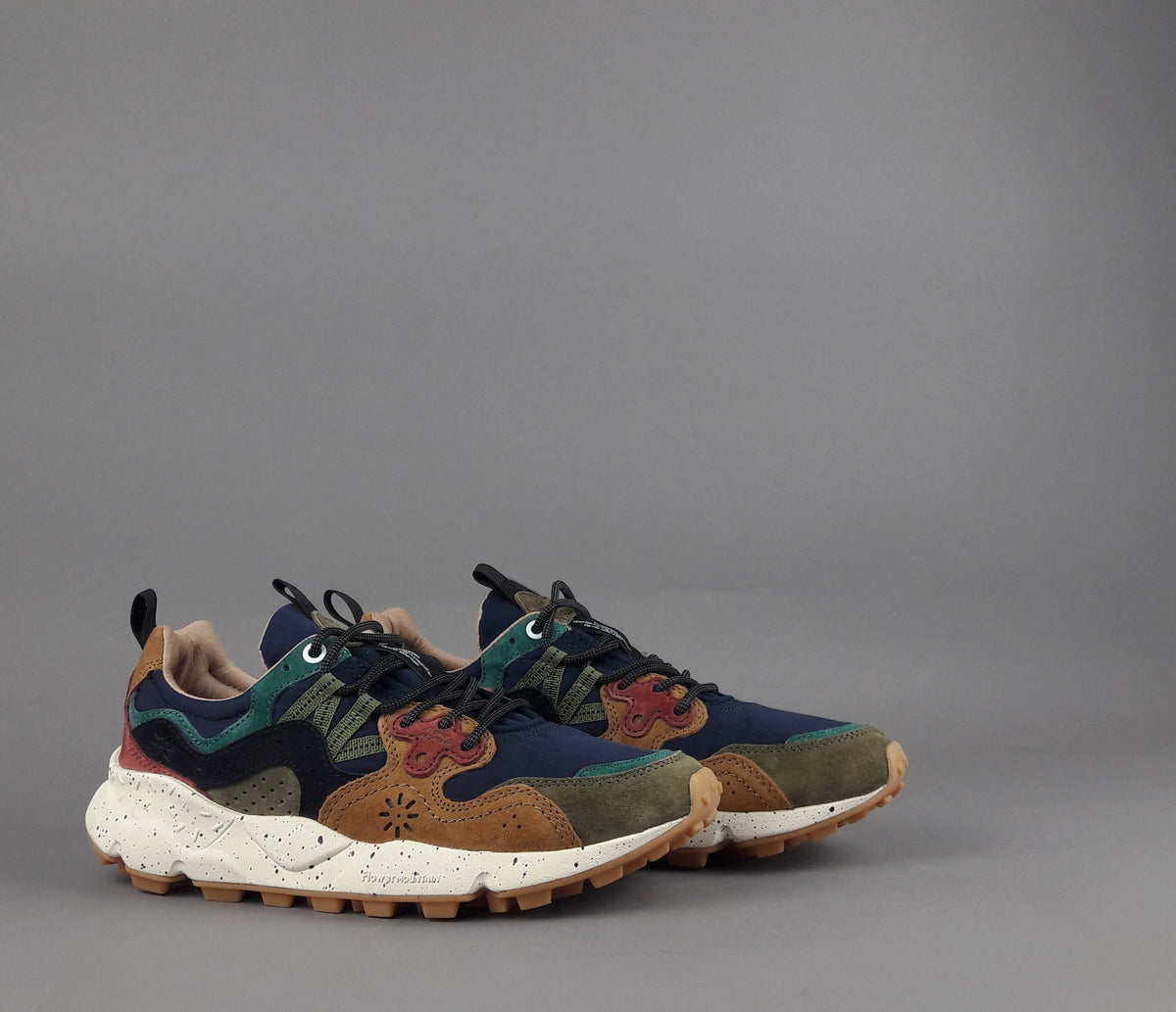 Flower Mountain Sneakers Uomo Yamano 3 Camoscio Tela Marrone Blu