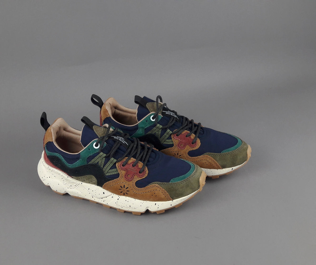 Flower Mountain Sneakers Uomo Yamano 3 Camoscio Tela Marrone Blu
