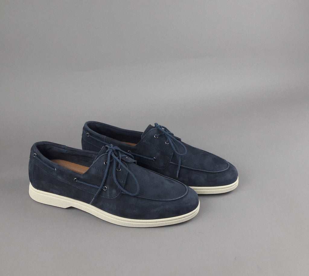 Frau Mocassino Barca Uomo Camoscio Blu