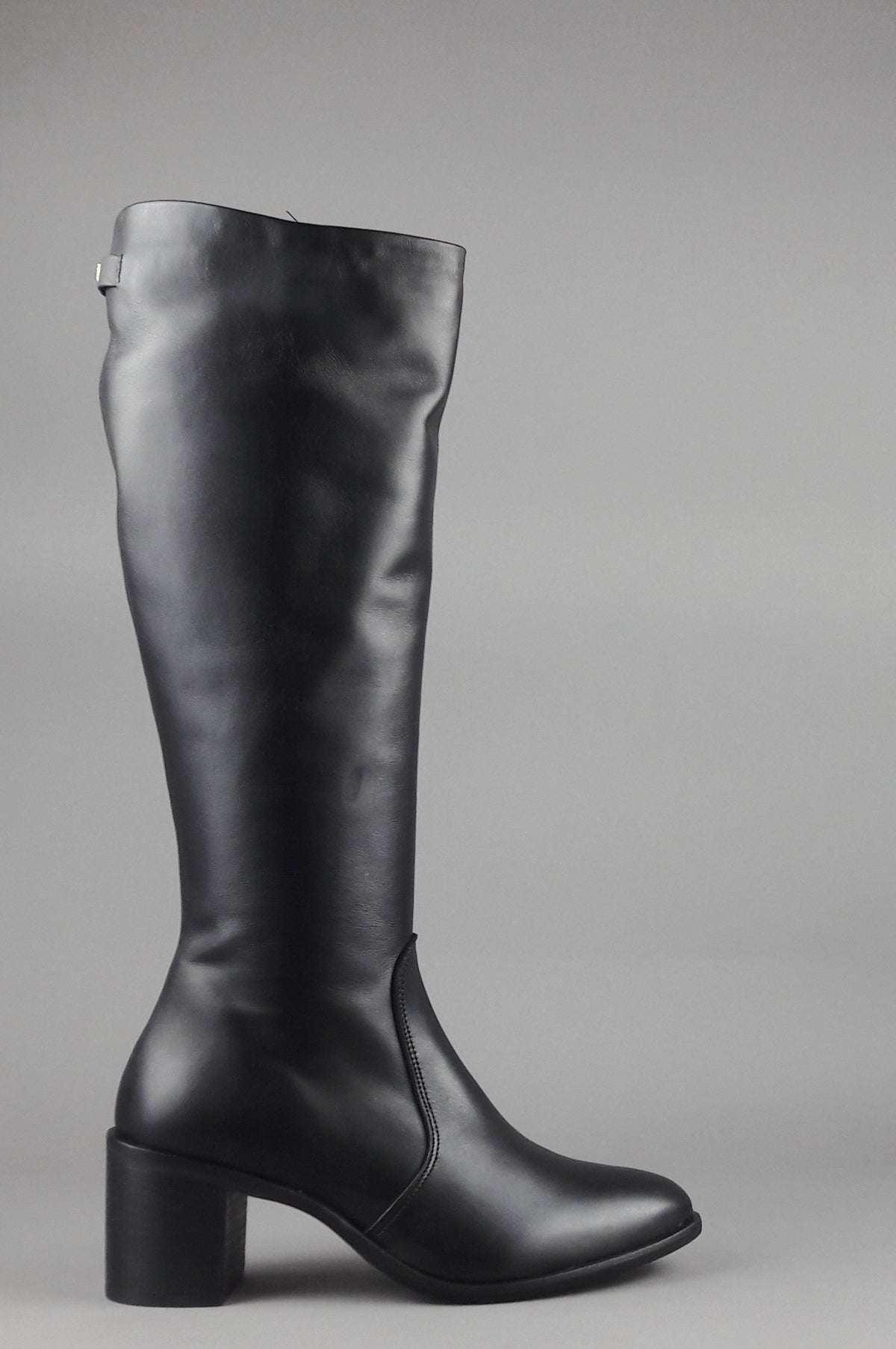 Frau Stivale Alto Donna Pelle Nero Zip Laterale