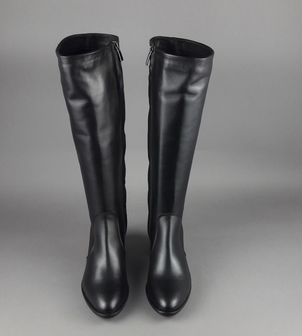 Frau Stivale Alto Donna Pelle Nero Zip Laterale
