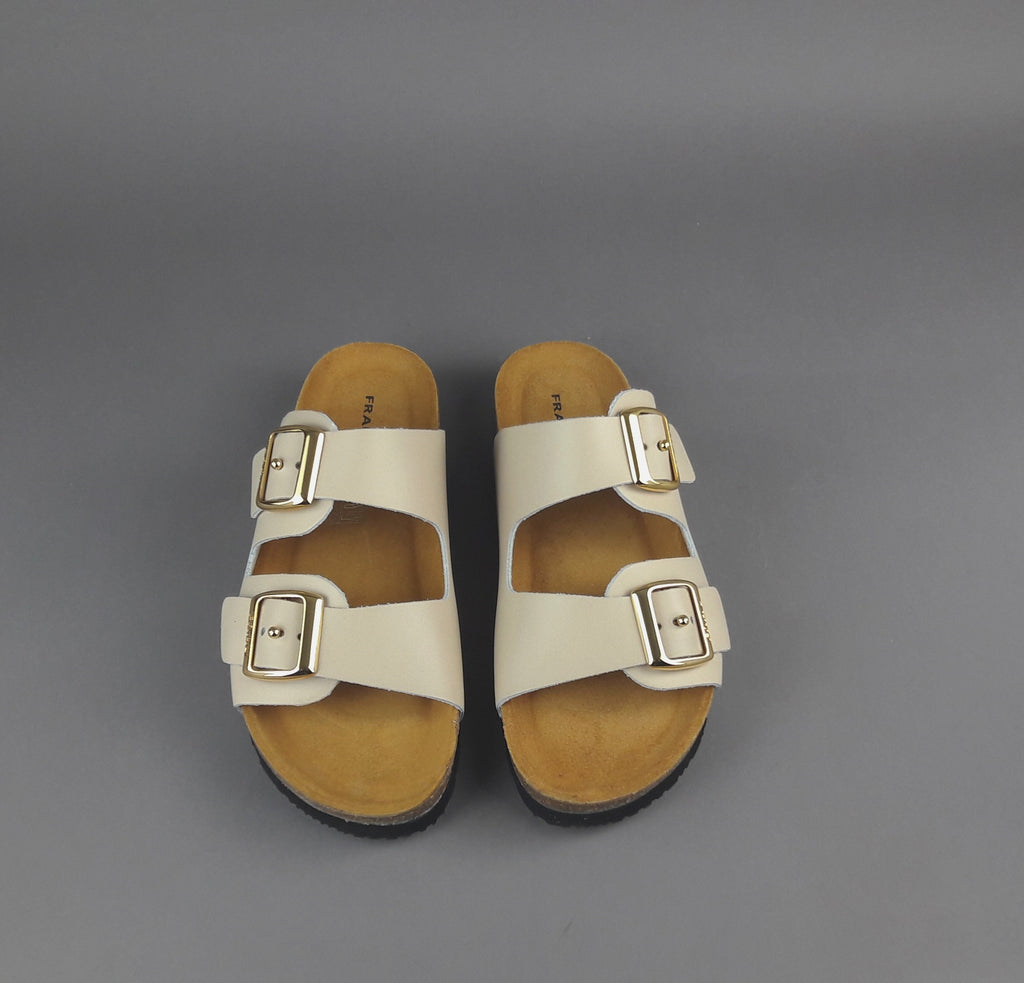 Frau Sandalo Slipper Donna Pelle Beige Opaco