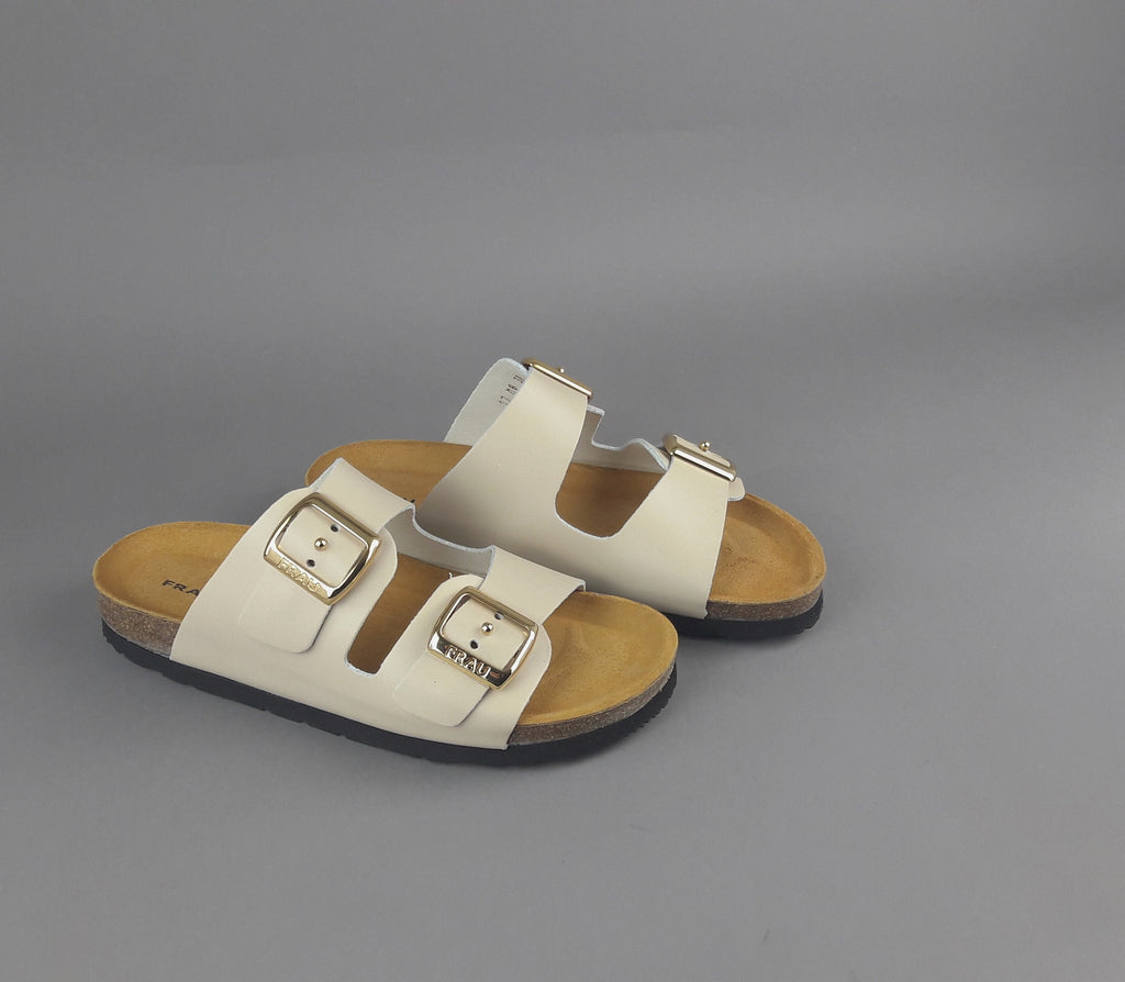 Frau Sandalo Slipper Donna Pelle Beige Opaco