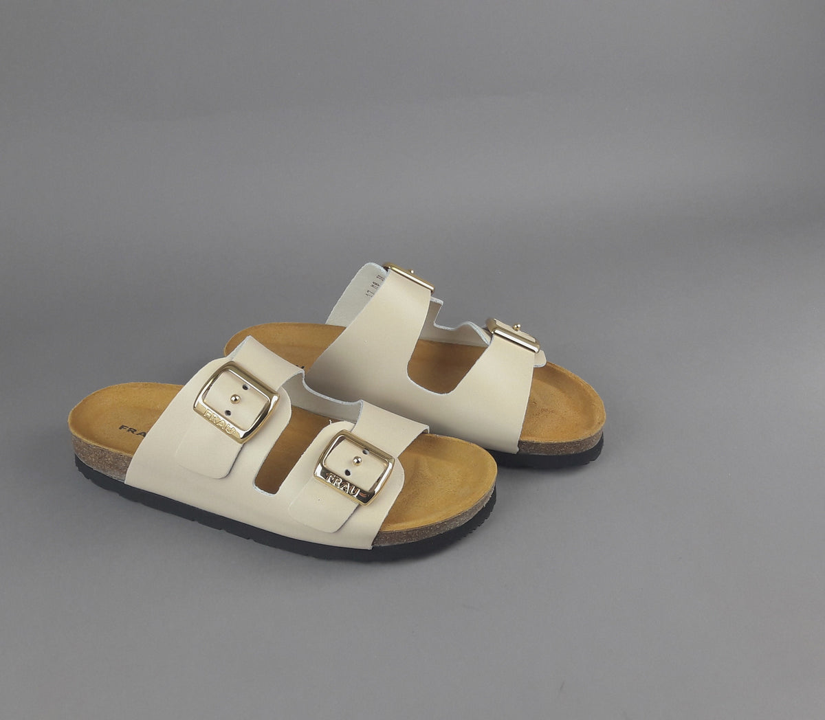 Frau Sandalo Slipper Donna Pelle Beige Opaco