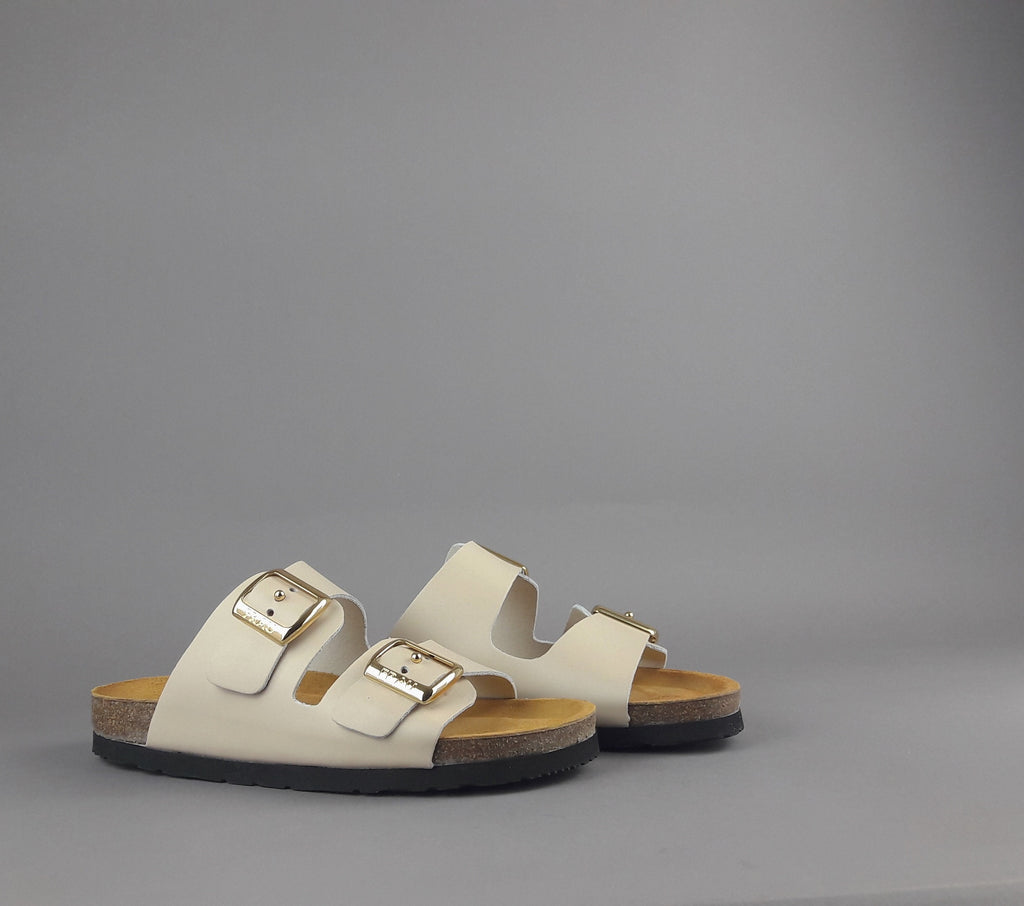 Frau Sandalo Slipper Donna Pelle Beige Opaco