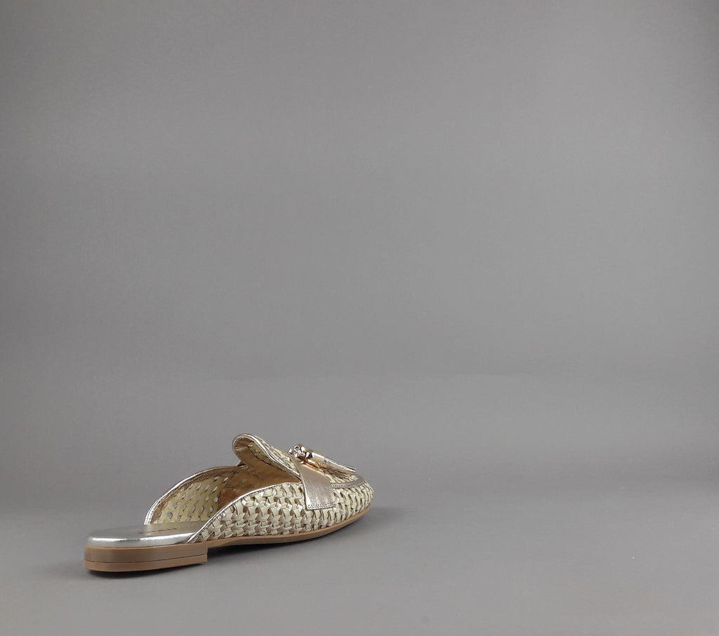 Frau Slipper Donna Pelle Intrecciata Avorio Platino