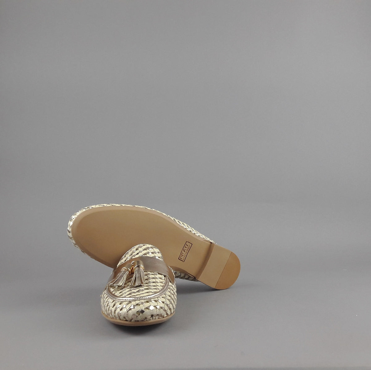 Frau Slipper Donna Pelle Intrecciata Avorio Platino
