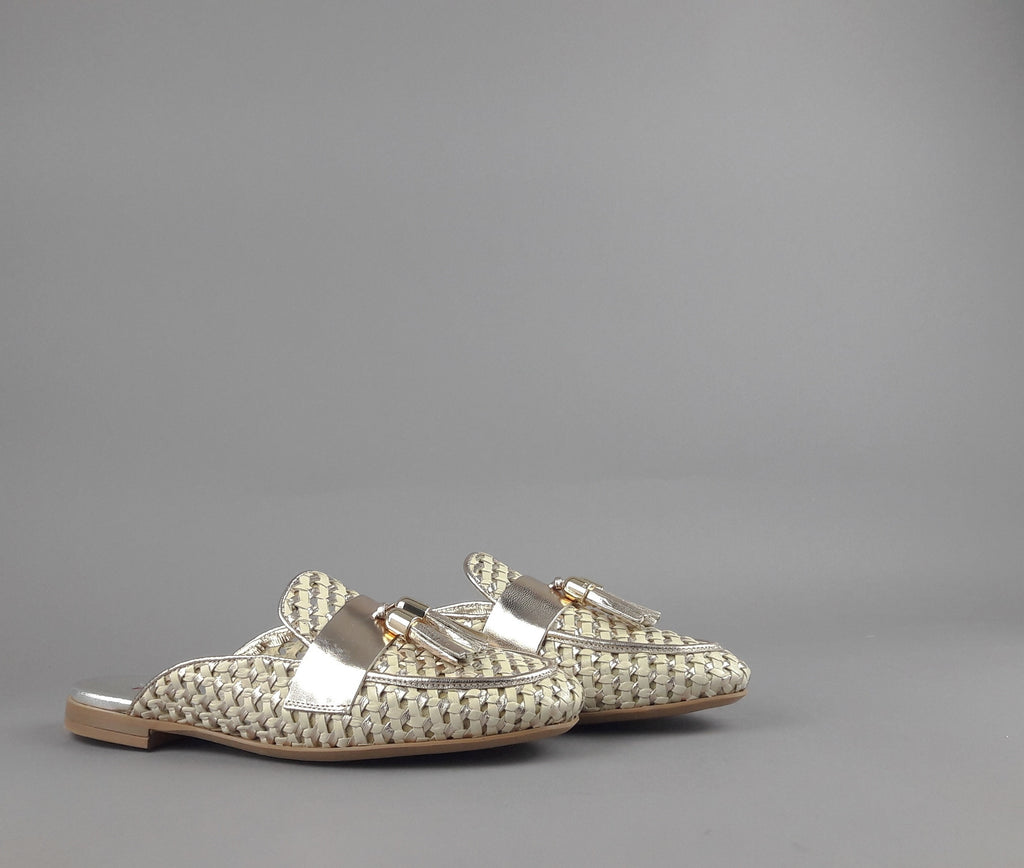 Frau Slipper Donna Pelle Intrecciata Avorio Platino