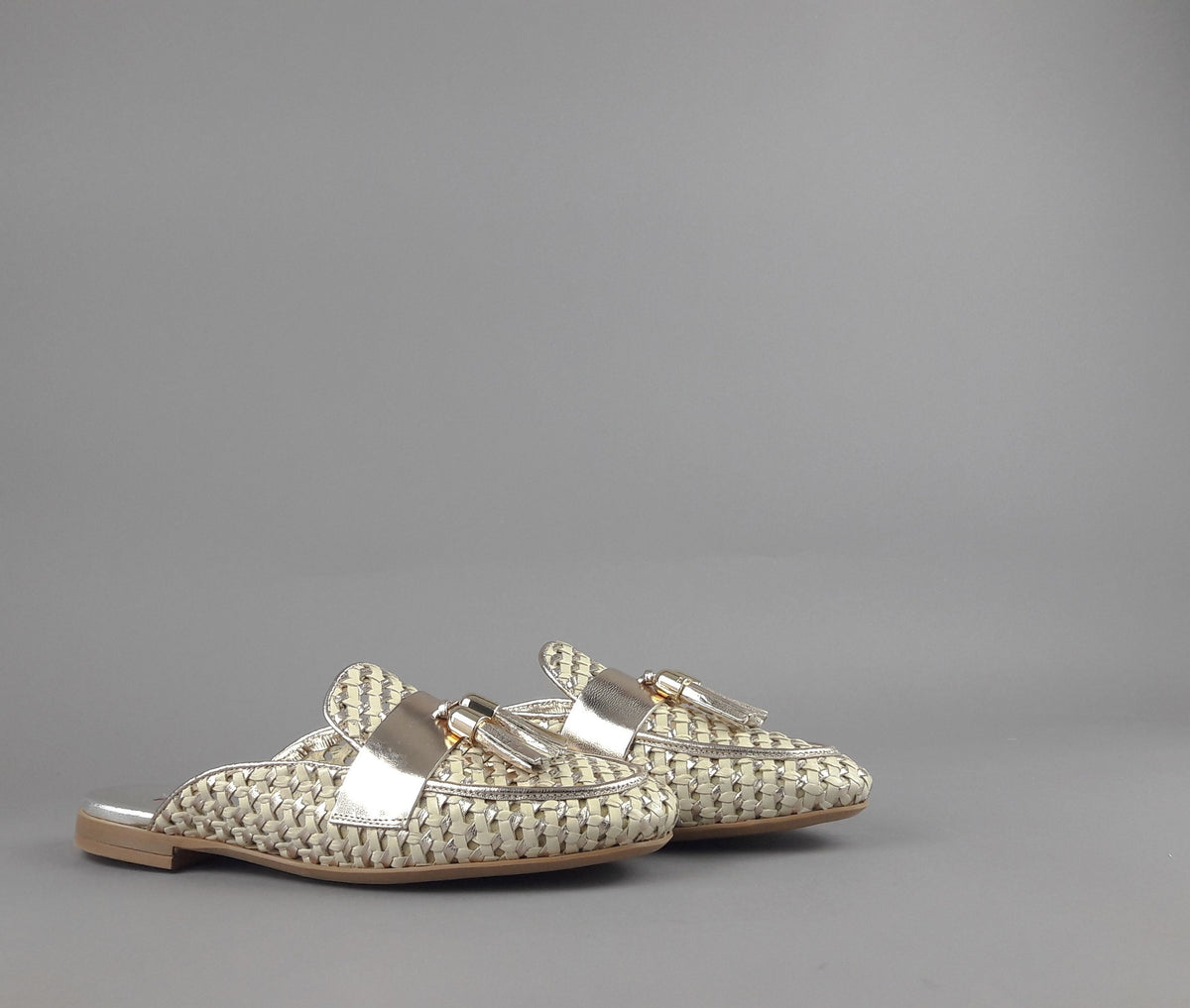Frau Slipper Donna Pelle Intrecciata Avorio Platino