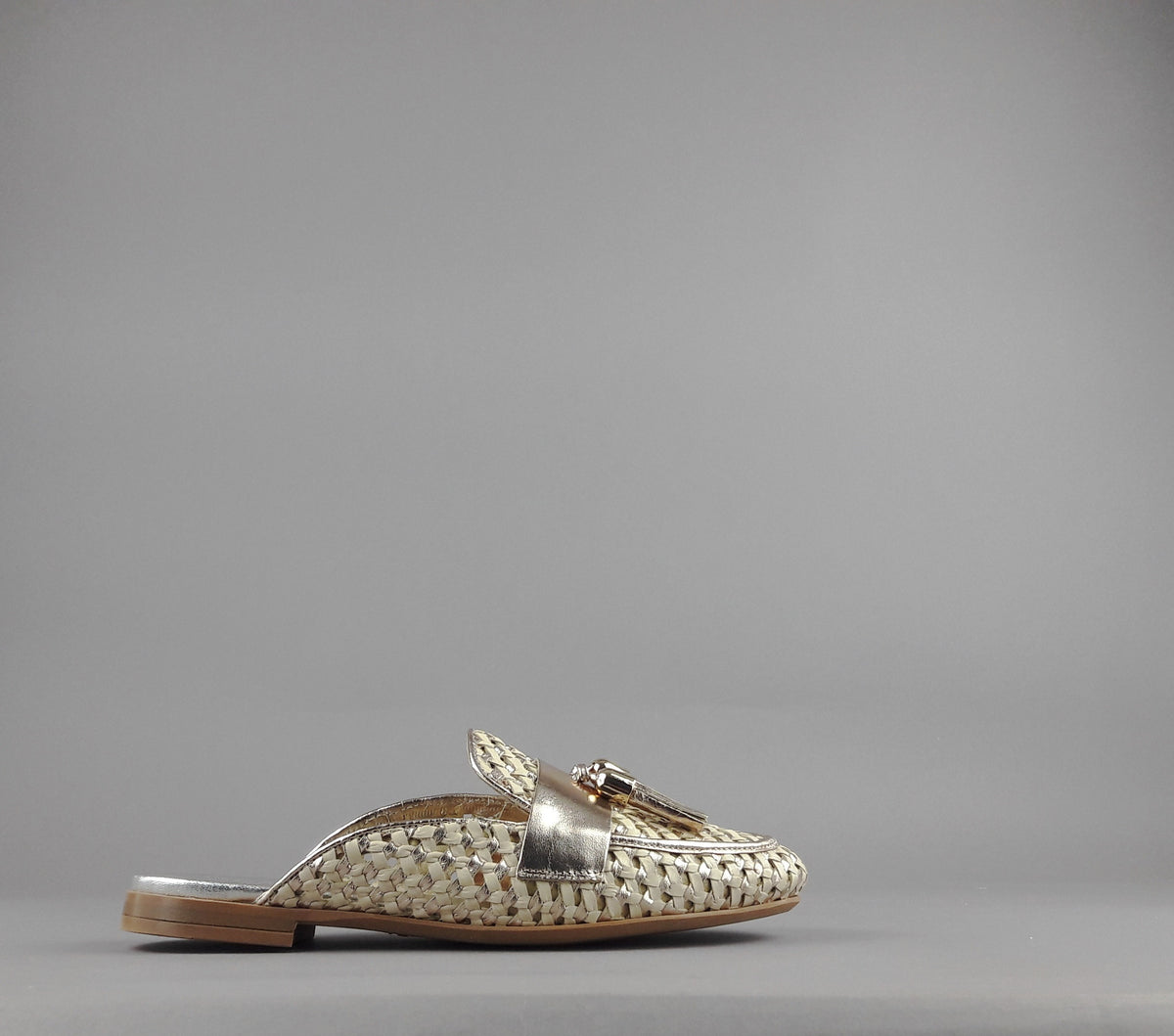 Frau Slipper Donna Pelle Intrecciata Avorio Platino