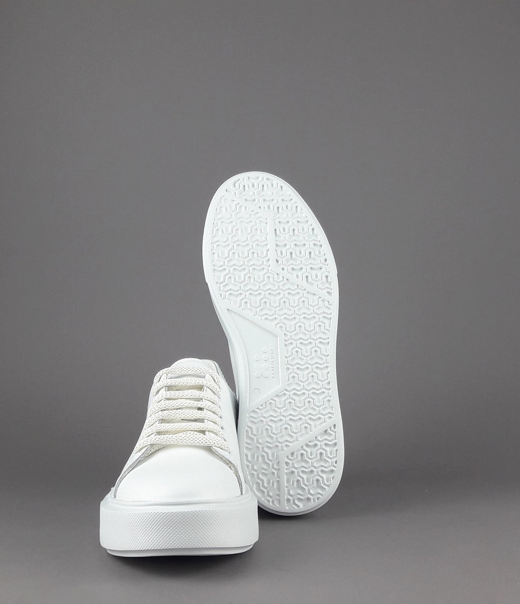 Frau Sneaker Donna Pelle Liscia Bianco Spoiler Paillettes