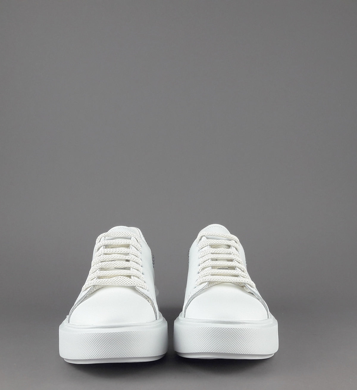 Frau Sneaker Donna Pelle Liscia Bianco Spoiler Paillettes