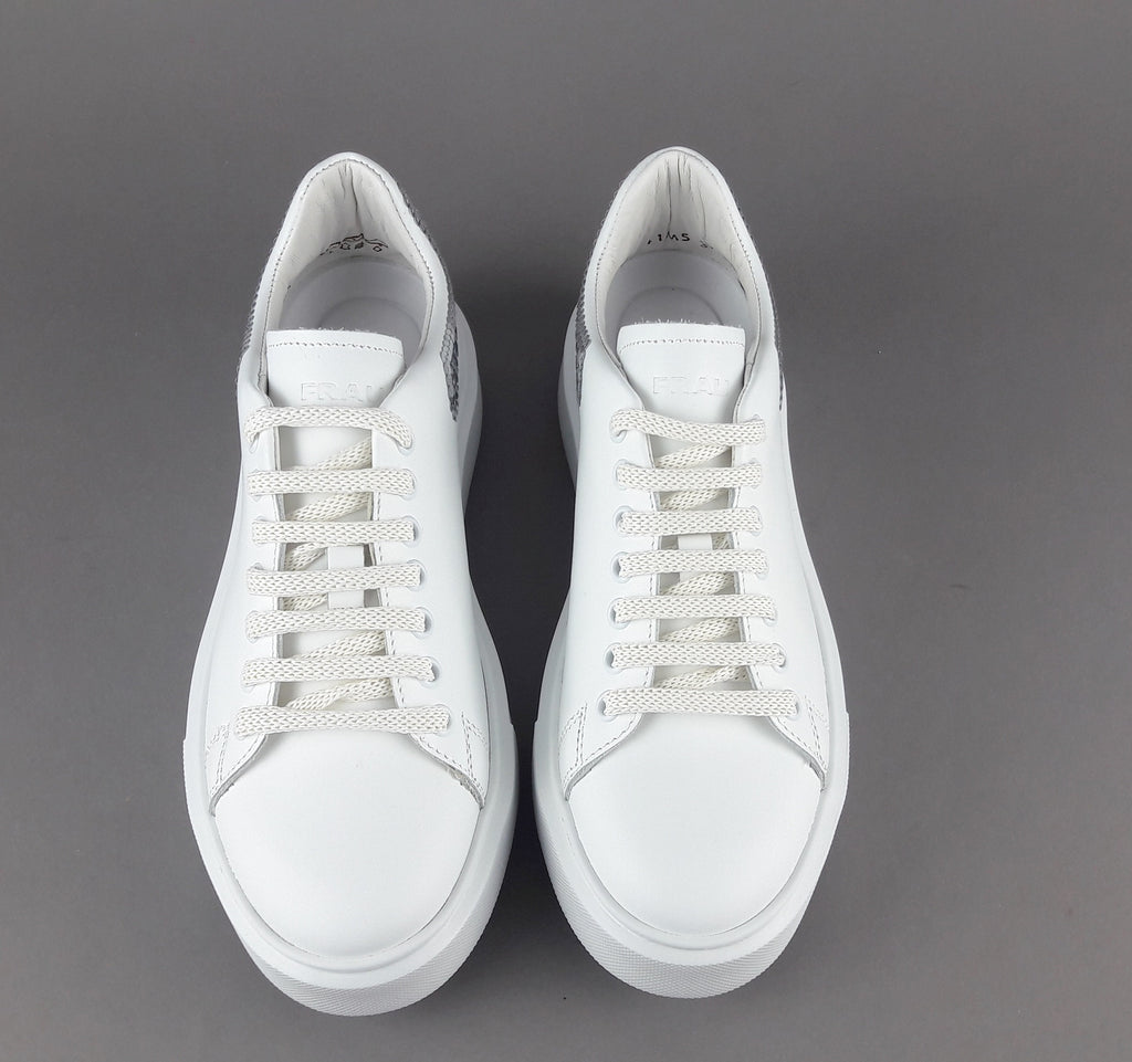 Frau Sneaker Donna Pelle Liscia Bianco Spoiler Paillettes