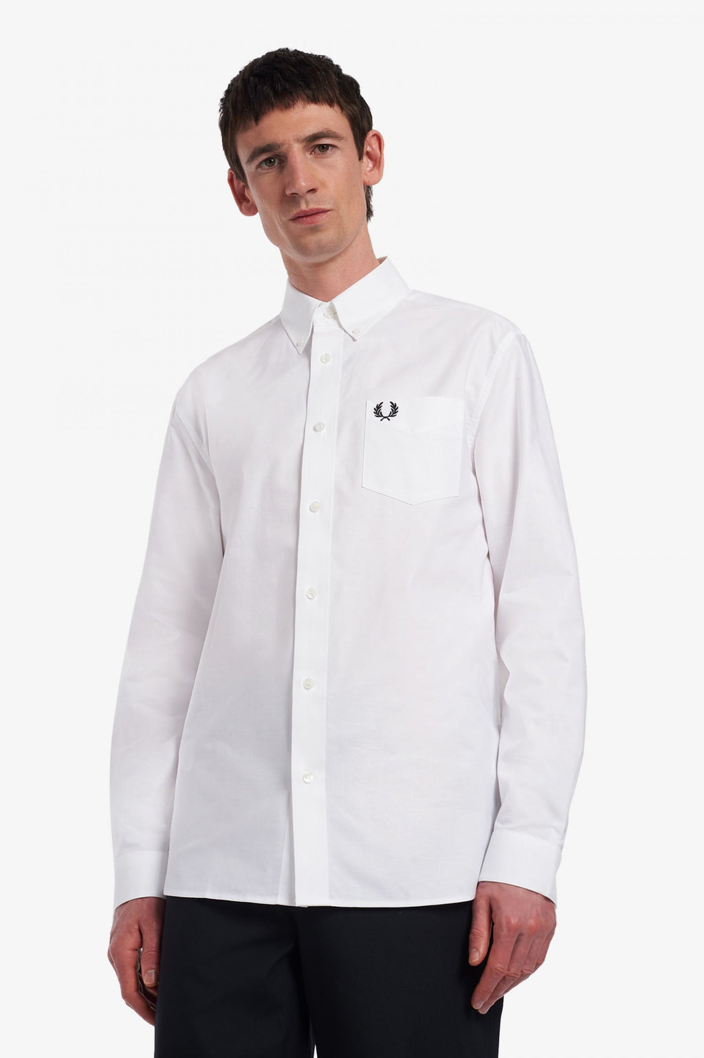 Fred Perry Camicia Uomo Cotone Oxford Bianco Button-Down