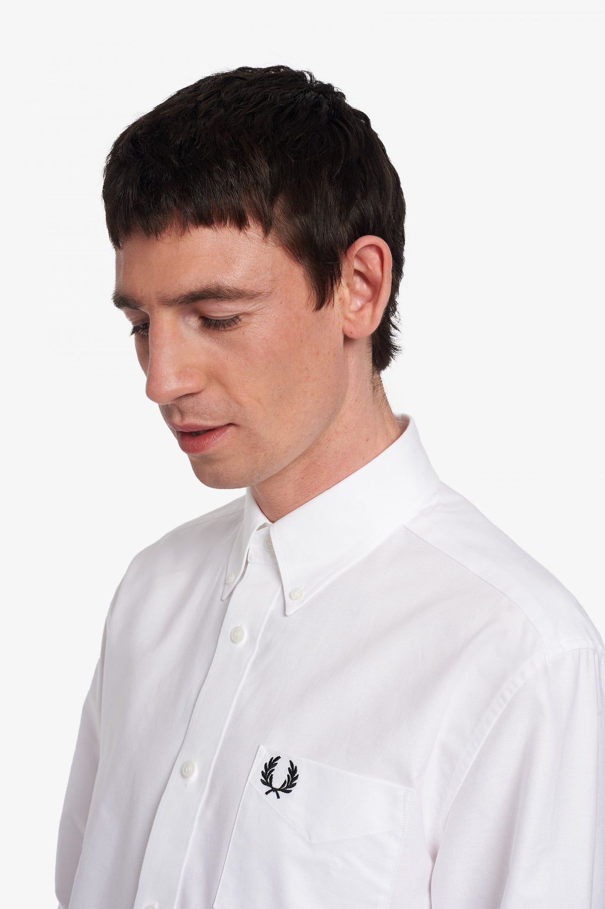 Fred Perry Camicia Uomo Cotone Oxford Bianco Button-Down