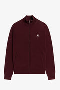 Fred Perry Cardigan Zip Uomo Misto Lana Cotone Bordeaux