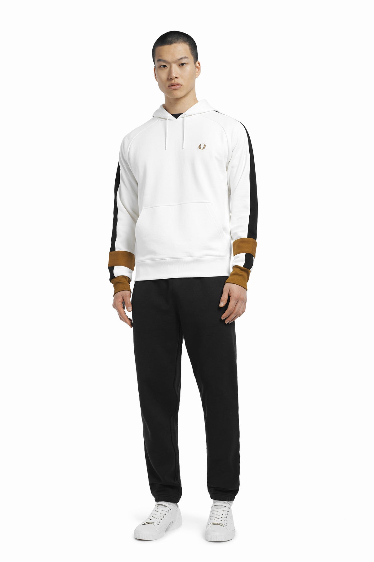 Fred Perry Felpa Con Cappuccio E Riga Uomo Cotone Bianco