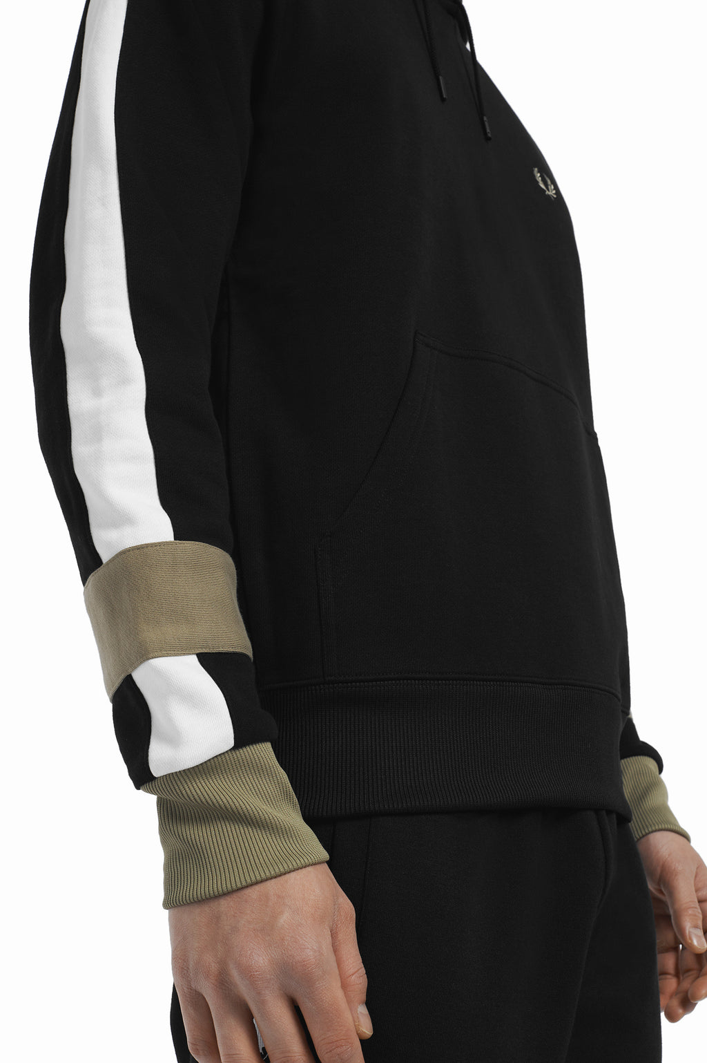 Fred Perry Felpa Con Cappuccio E Riga Uomo Cotone Nero