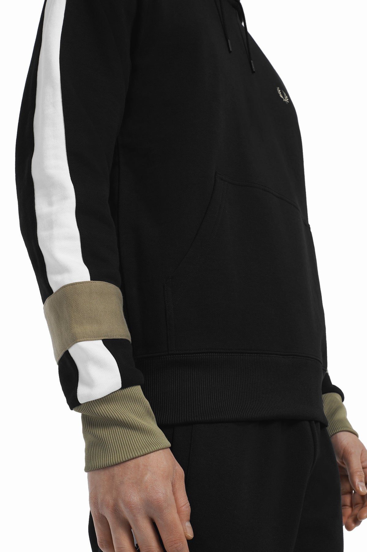 Fred Perry Felpa Con Cappuccio E Riga Uomo Cotone Nero