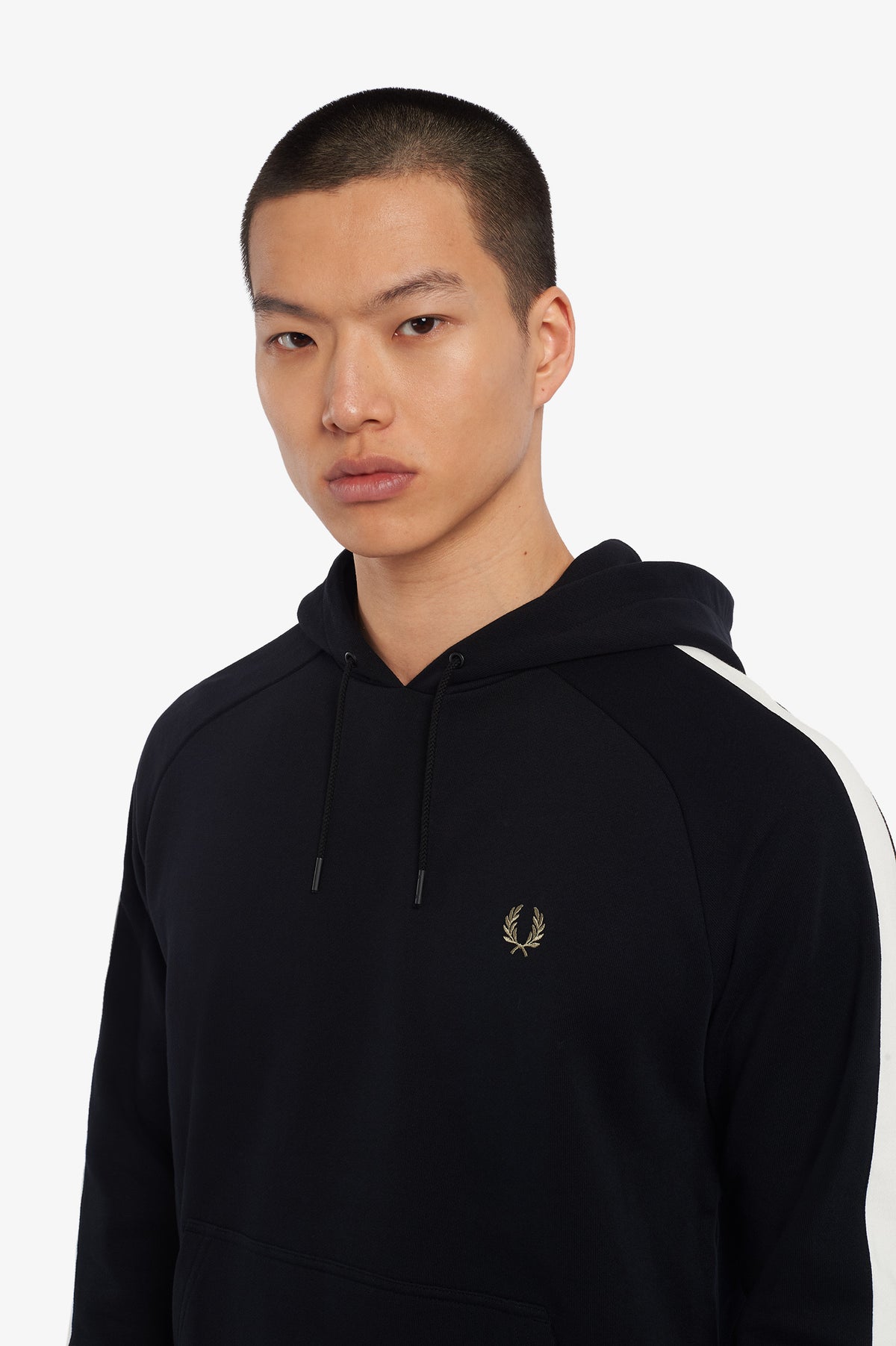 Fred Perry Felpa Con Cappuccio E Riga Uomo Cotone Nero