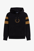 Fred Perry Felpa Con Cappuccio Ricamo Logo Uomo Cotone Nero