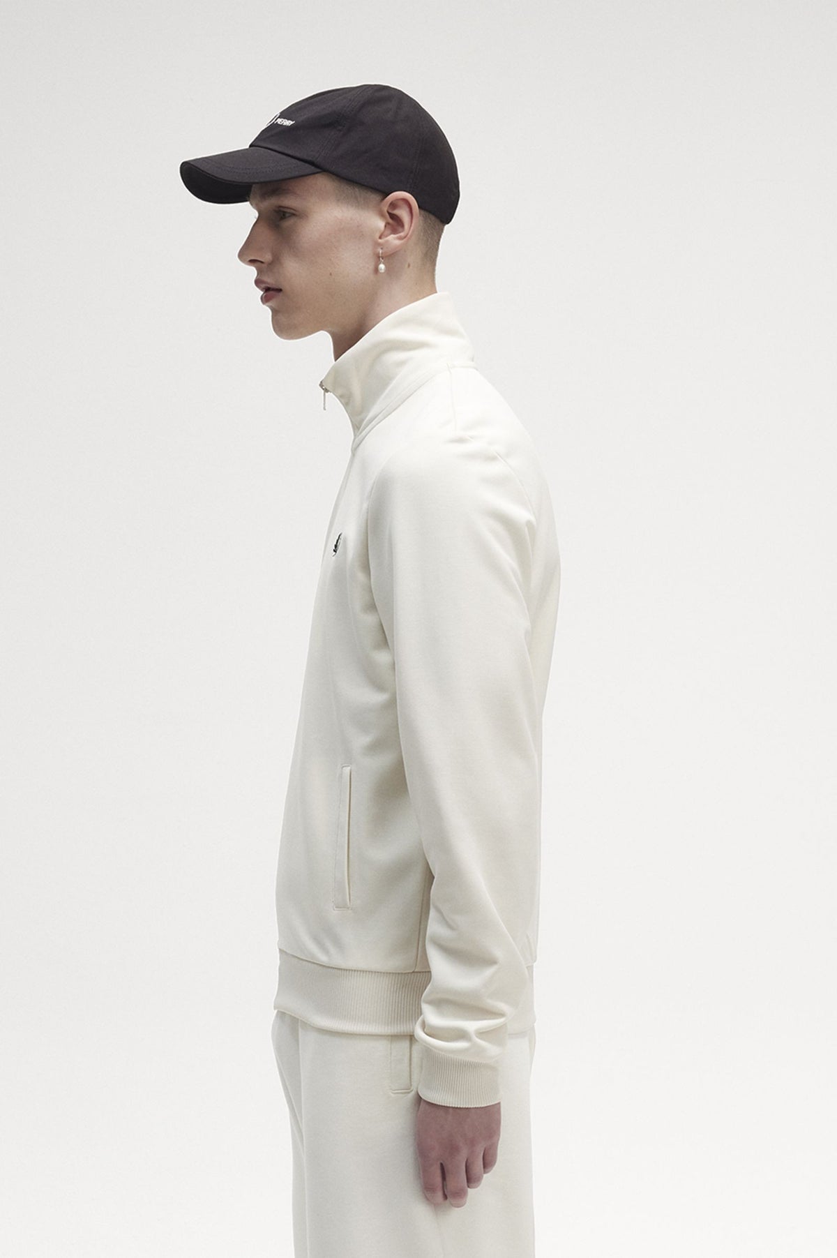 Fred Perry Felpa Track Jacket Uomo Cotone E Poliestere Avorio Chiusura Zip