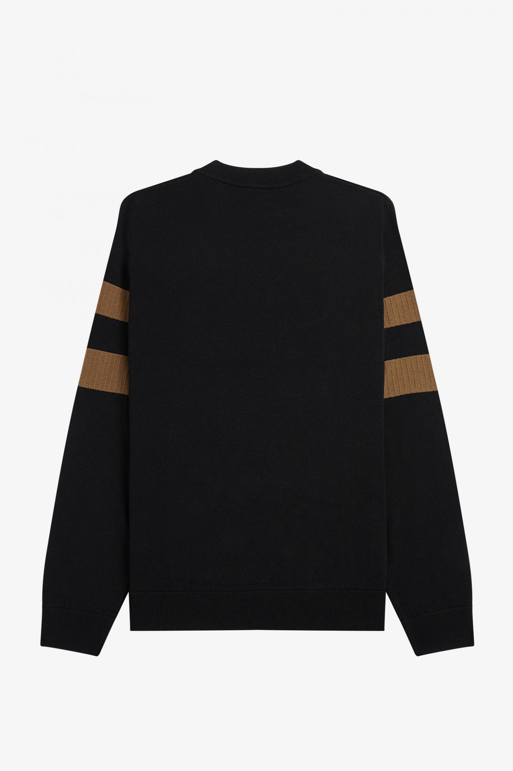 Fred Perry Maglione Girocollo Riga Uomo Misto Lana Cotone Nero