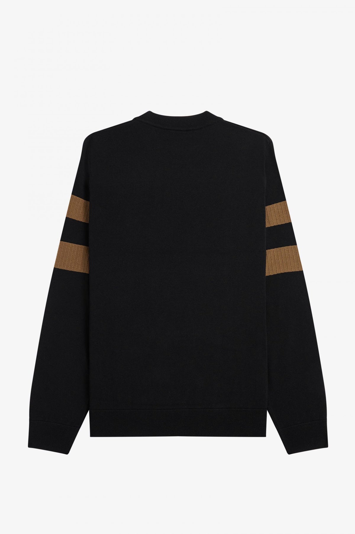 Fred Perry Maglione Girocollo Riga Uomo Misto Lana Cotone Nero