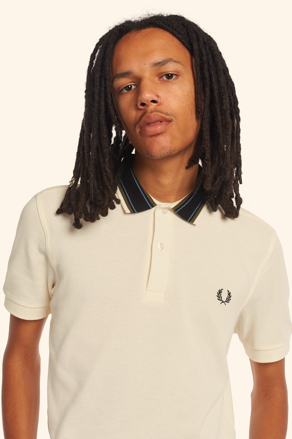Fred Perry Polo Uomo Piqué Di Cotone Mastice Collo Con Righe
