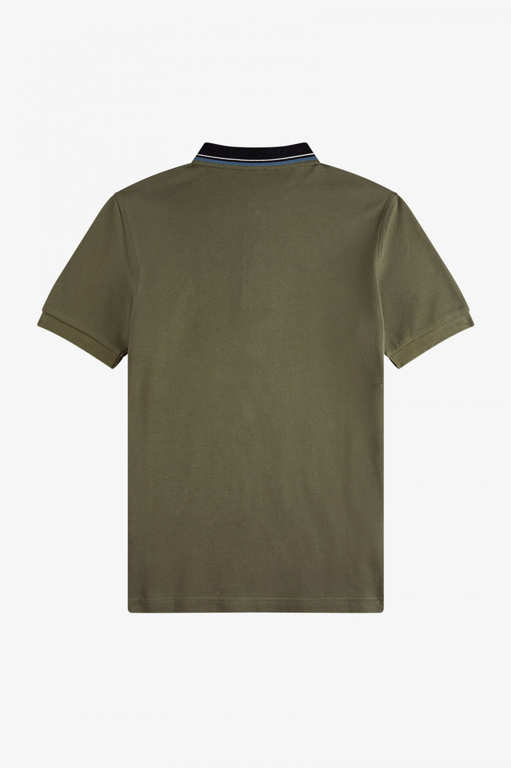 Fred Perry Polo Uomo Piqué Di Cotone Verde Militare Collo Con Righe