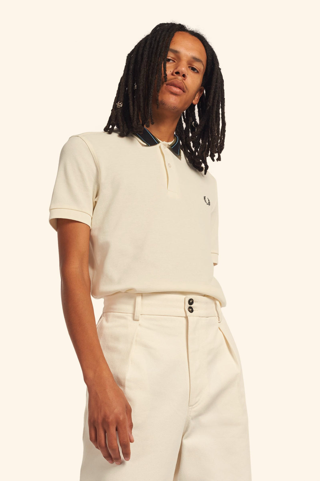 Fred Perry Polo Uomo Piqué Di Cotone Mastice Collo Con Righe