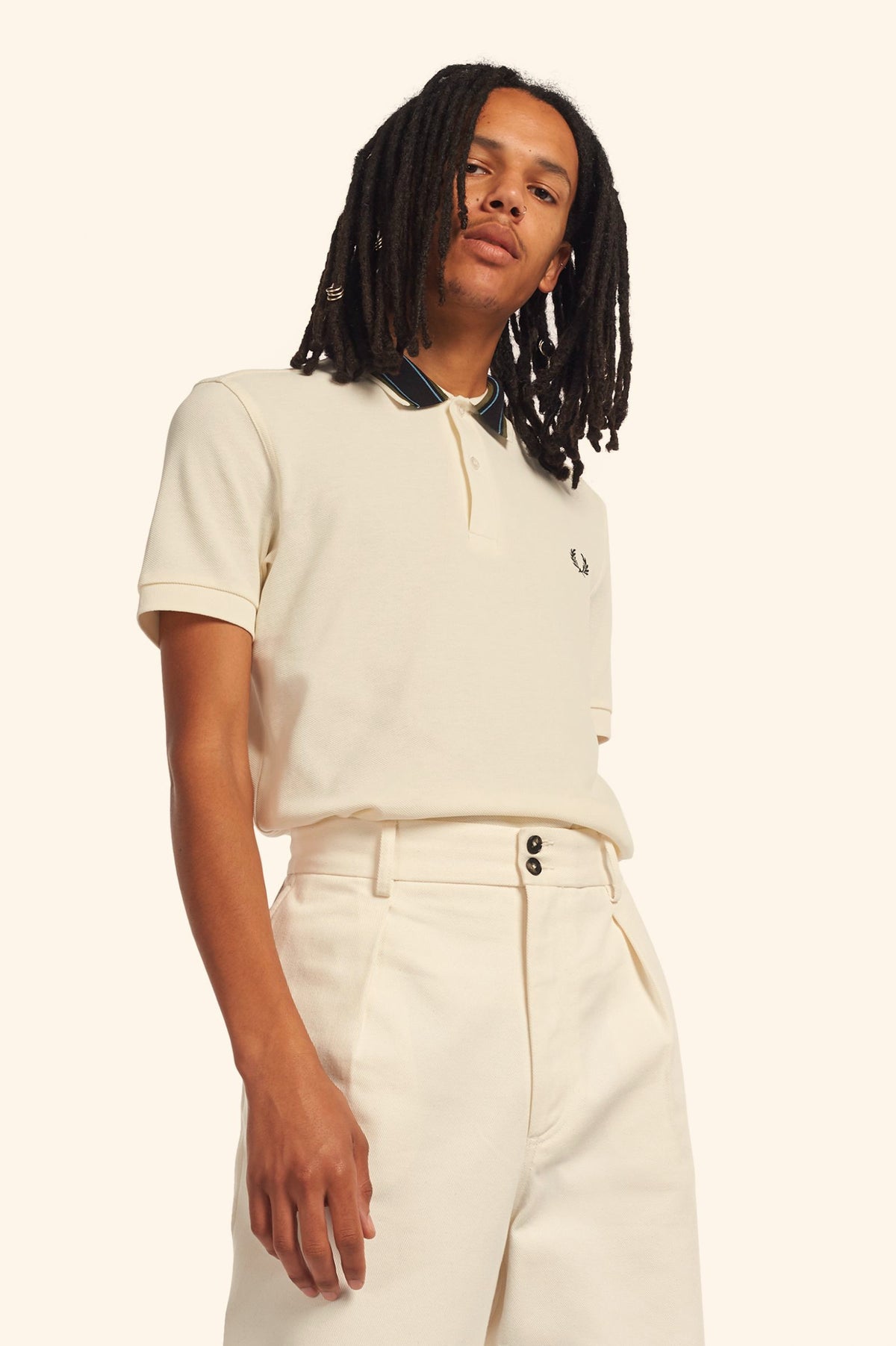 Fred Perry Polo Uomo Piqué Di Cotone Mastice Collo Con Righe