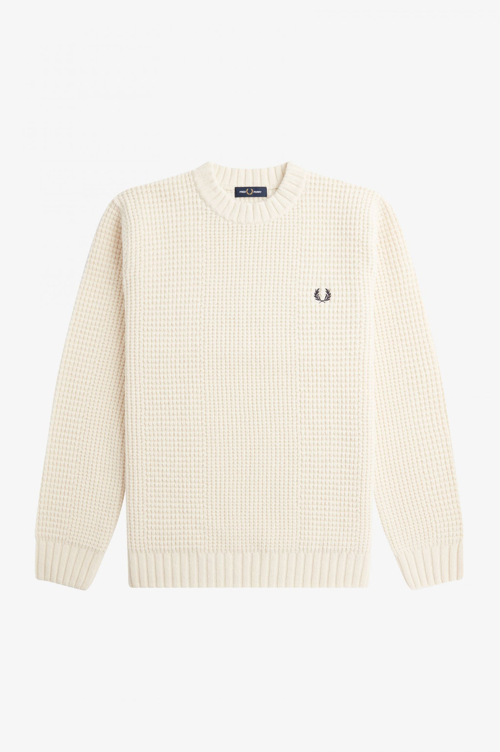 Fred Perry Maglione Girocollo Uomo Textured Lana Bianco Opaco