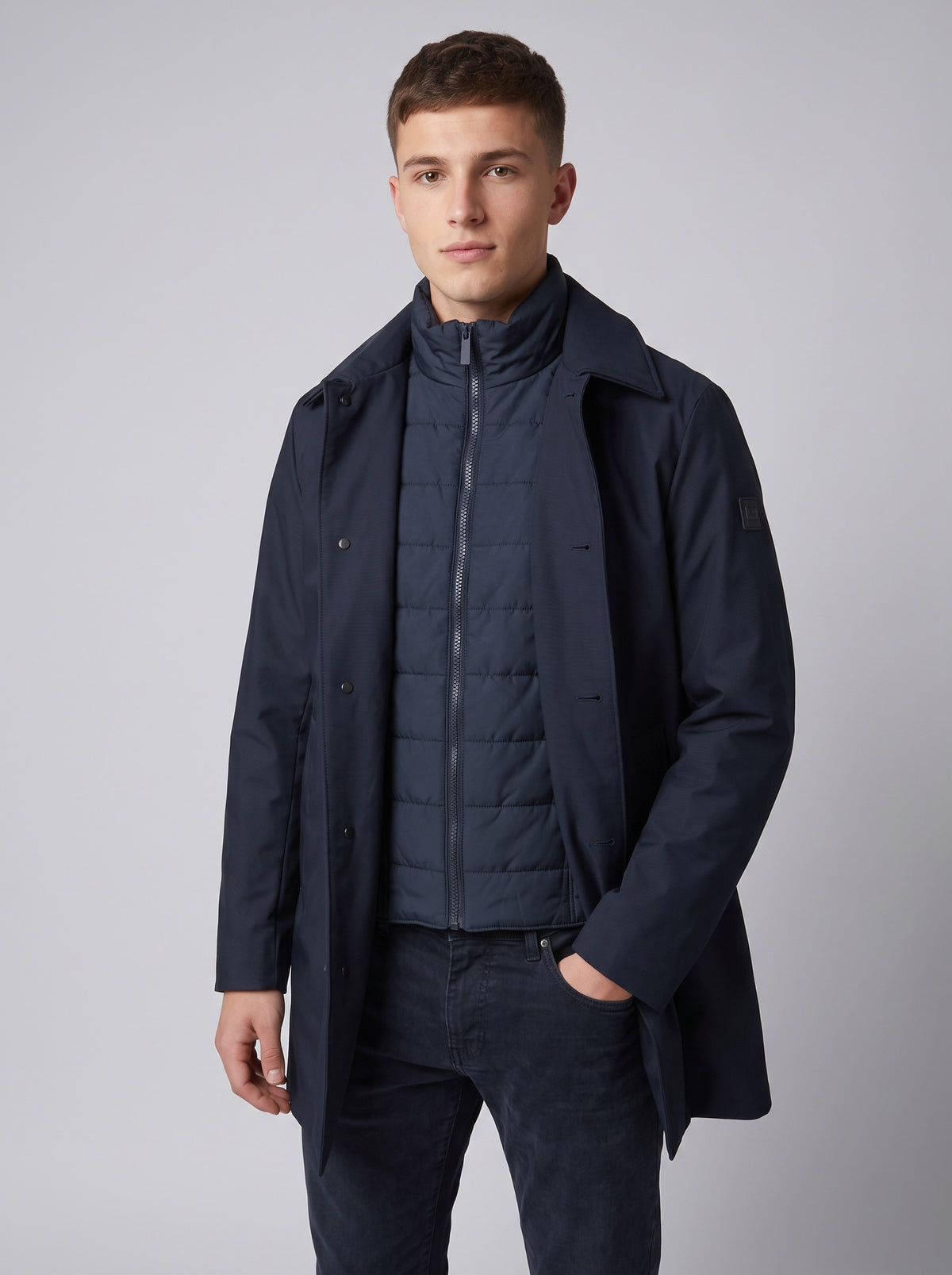 Gaudì Giubbino Lungo Uomo Nylon Stretch Blu Scuro