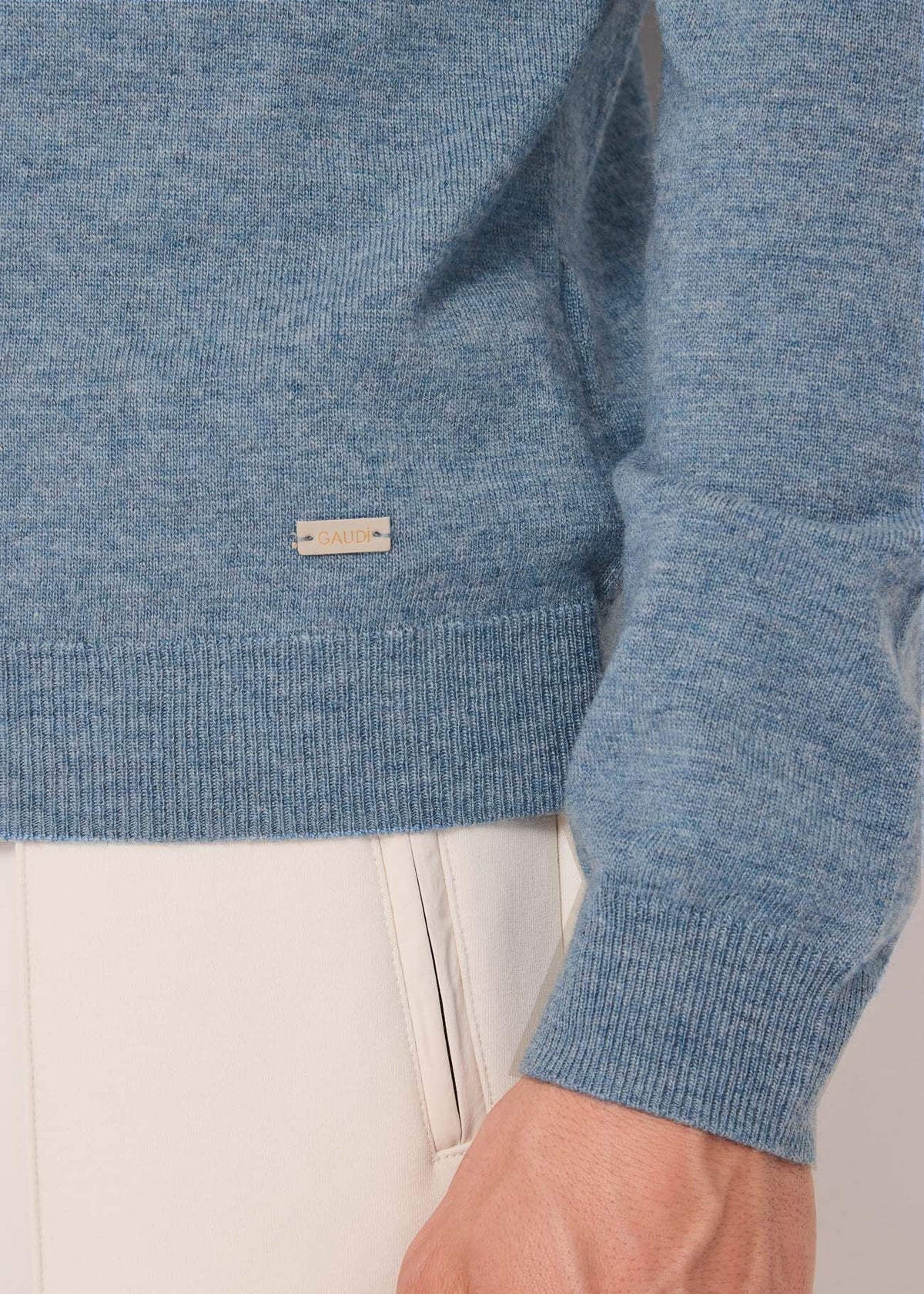 Gaudì Maglia Uomo Lana E Cashmere Celeste Polvere