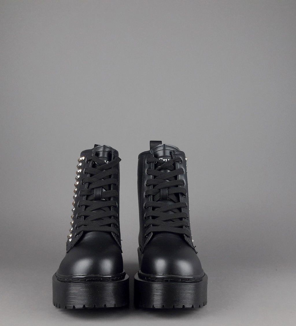 Gio Cellini Anfibio Donna Eco PU Nero Borchie Laterali
