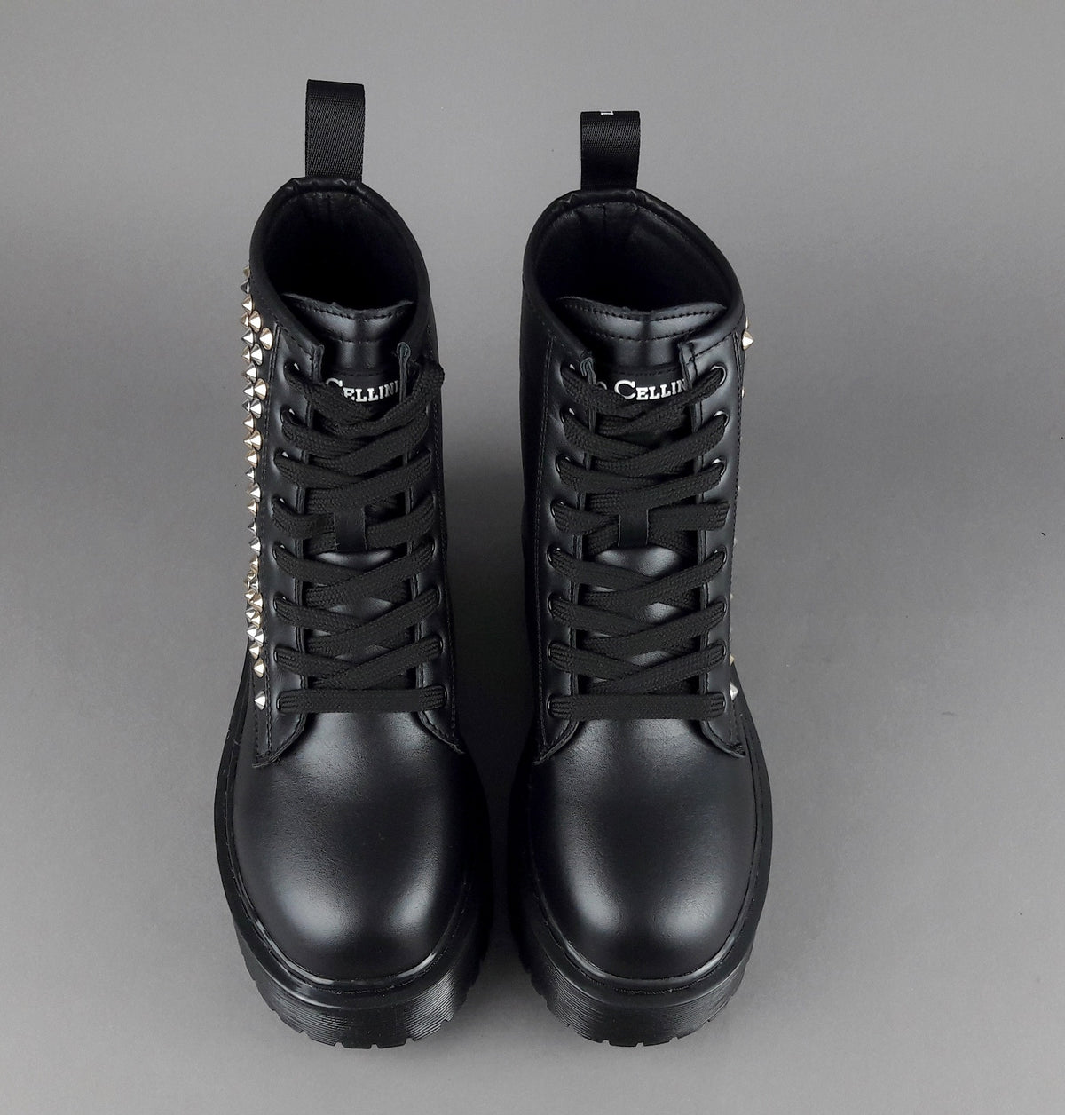 Gio Cellini Anfibio Donna Eco PU Nero Borchie Laterali