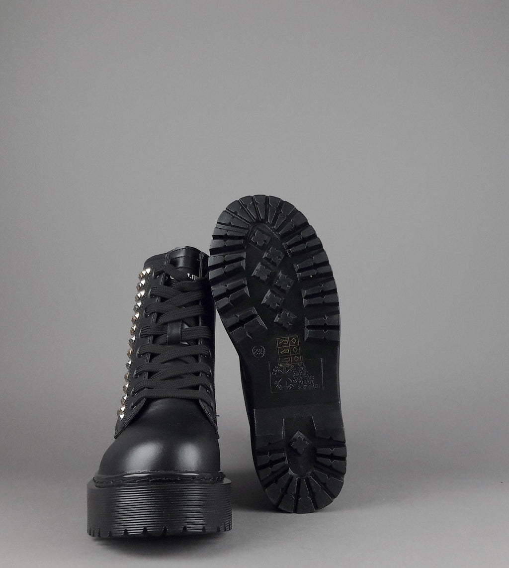 Gio Cellini Anfibio Donna Eco PU Nero Borchie Laterali