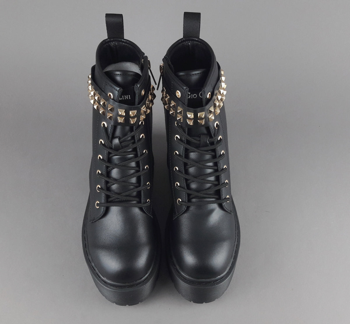 Gio Cellini Anfibio Donna PU Nero Cinturino Borchie