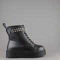Gio Cellini Anfibio Donna PU Nero Cinturino Borchie