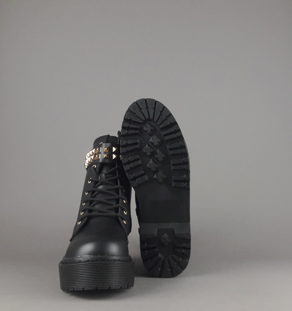 Gio Cellini Anfibio Donna PU Nero Cinturino Borchie