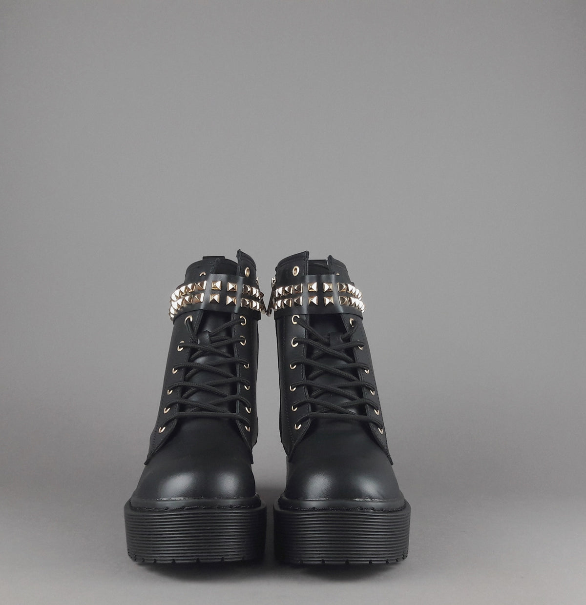 Gio Cellini Anfibio Donna PU Nero Cinturino Borchie