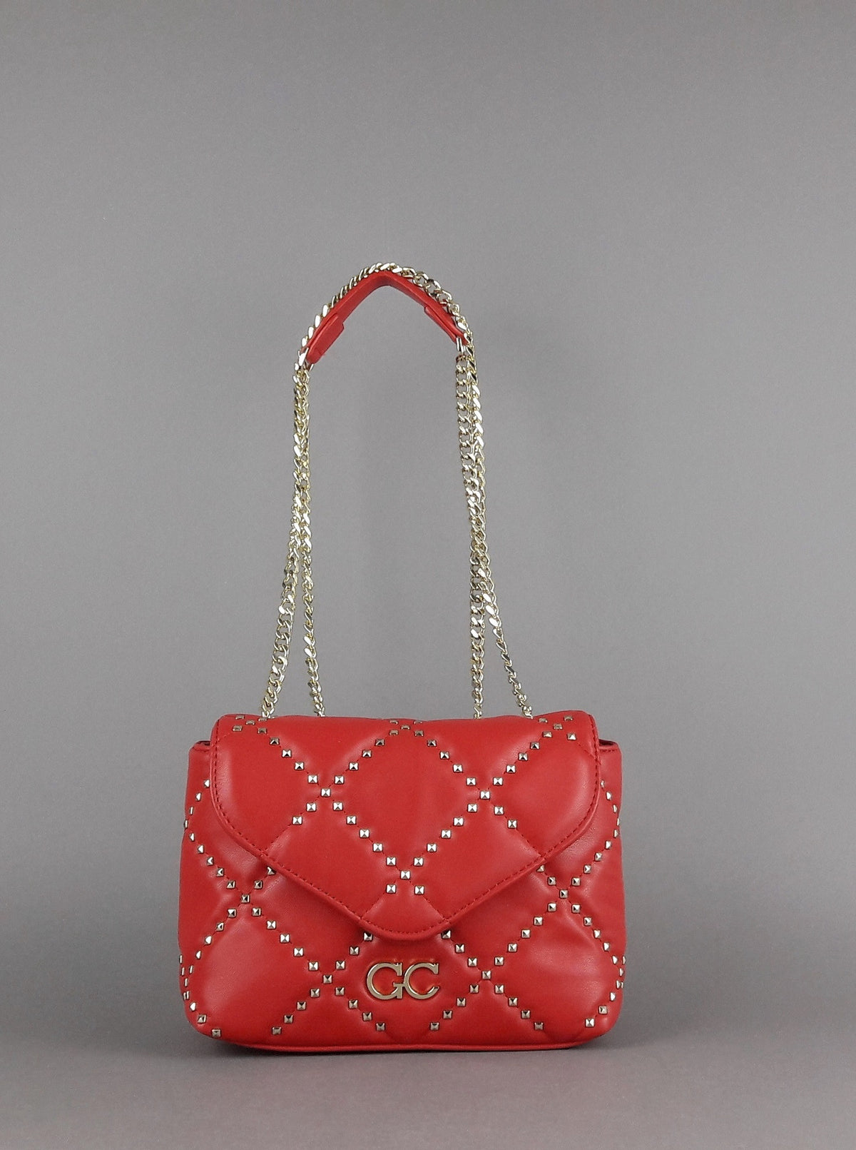Gio Cellini Borsa Piccola Donna Ecopelle Trapuntata Rosso Borchie