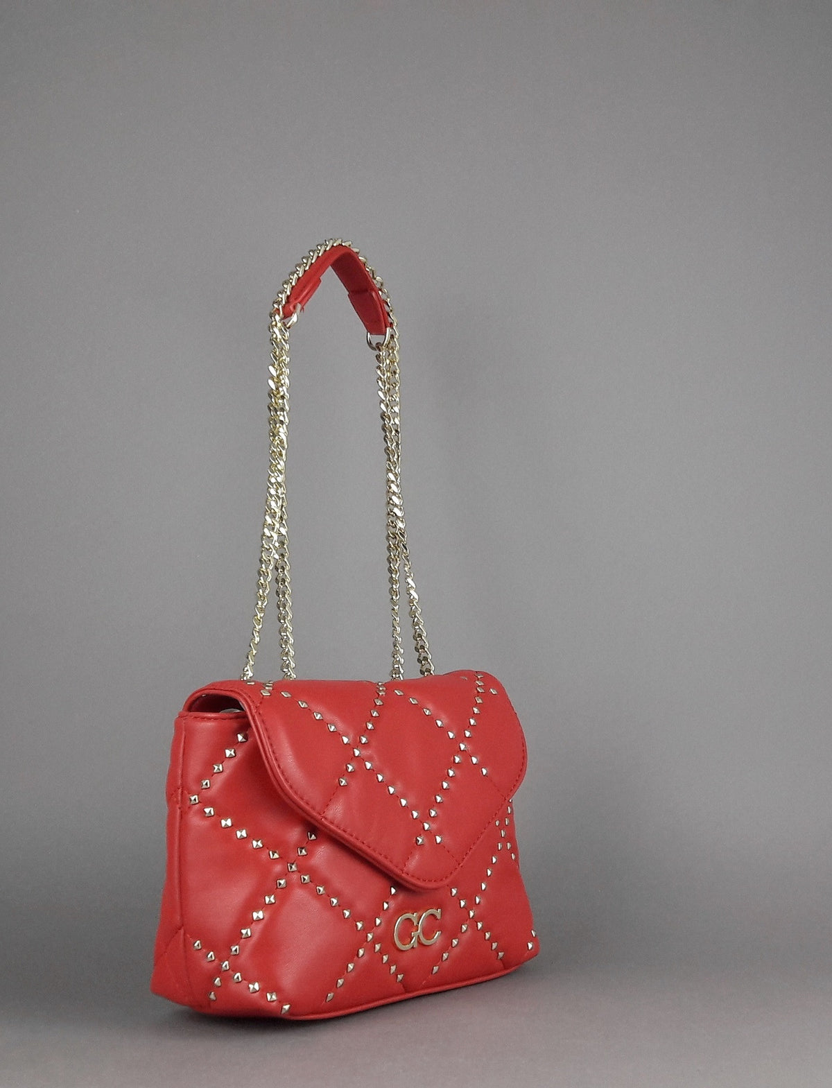 Gio Cellini Borsa Piccola Donna Ecopelle Trapuntata Rosso Borchie