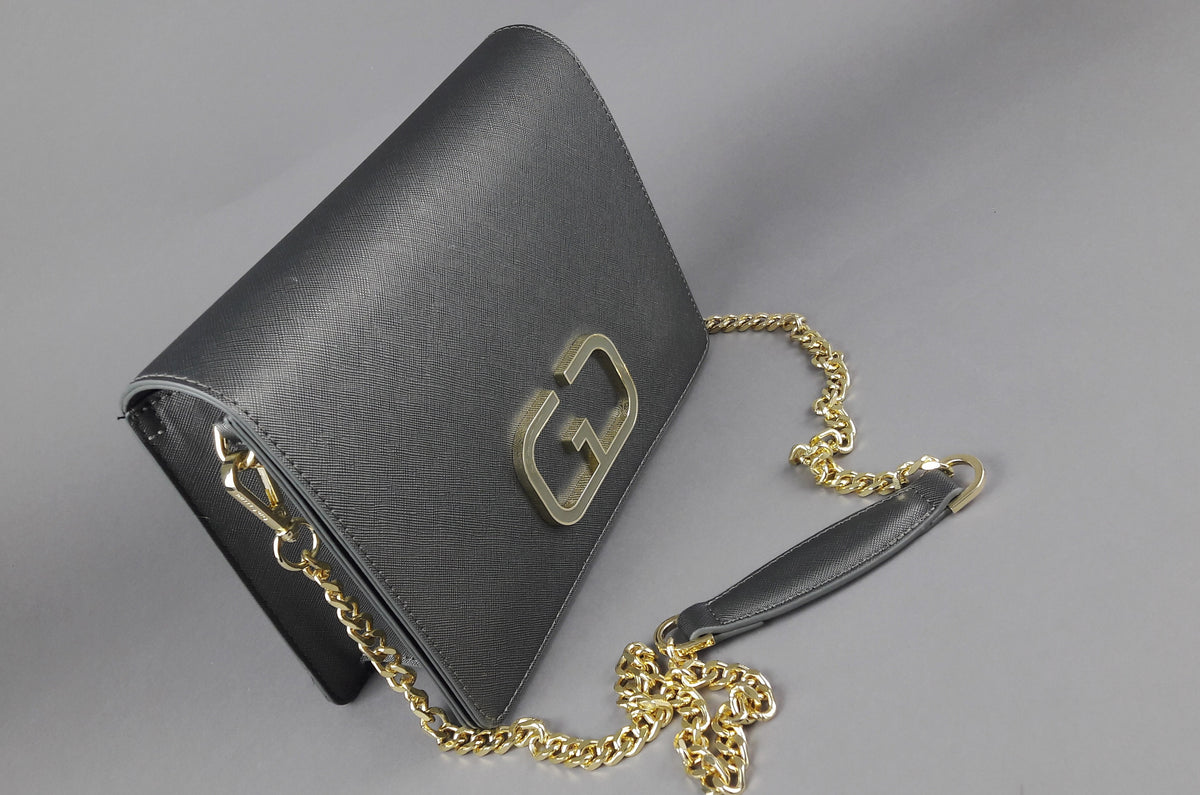 Gio Cellini Borsa A Spalla Donna Pu Saffiano Grigio