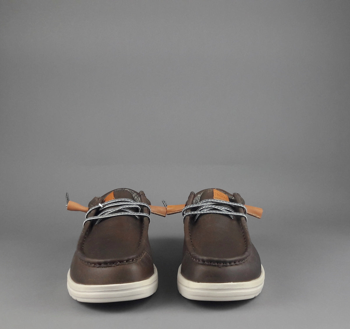Hey Dude Sneakers Wally Grip Pelle Ingrassata Marrone Scuro